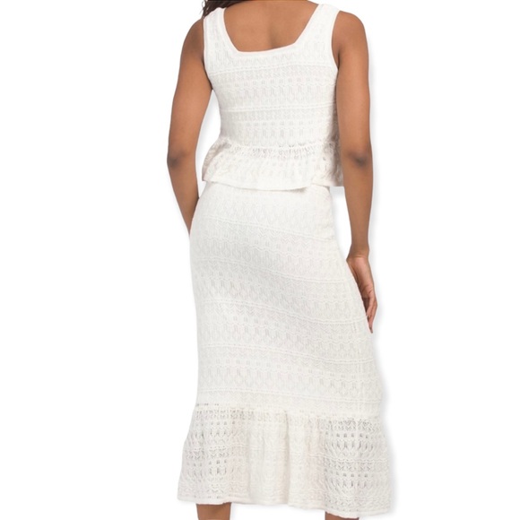 HOUSE OF HARLOW Crochet 2 Piece Set Peplum Crop Top Fit & Flare Skirt Ruffle Hem - Picture 2 of 7